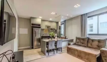 Infinity Tower Flat mobiliado com 1 quarto e 1 vaga na Meia Praia