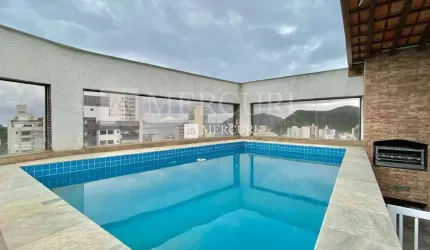 Cobertura no Guarujá, Astúrias, com Varanda e Piscina com Vista Mar, 3 Quartos.