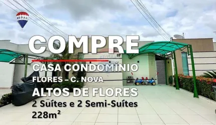 Vendo casa no condominio Altos de Flores, com 2 suítes e 2 semi-suítes, 228m², Flores, Manaus.