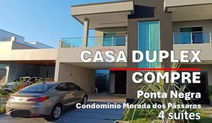 Vendo casa Duplex, 281 m², 4 suítes, cond Morada dos Pássaros, Ponta Negra, Manaus