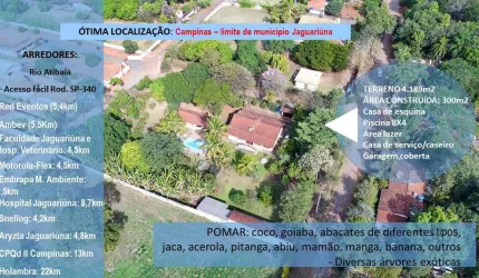 Chácara / sítio com 2 quartos à venda na Luiza Batelo Baptista, 100, Chácaras Bocaiúva Nova, Campinas, 420 m2 por R$ 830.000