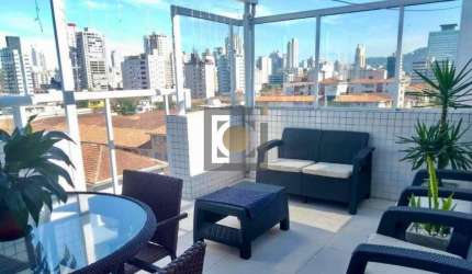 Cobertura 3 quartos, 3 suítes, 5 banheiros, Boqueirão Santos