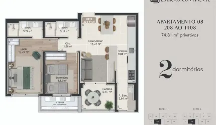 Venda | Apartamento 2 quartos (1 suíte)