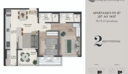 Venda | Apartamento 2 quartos (1 suíte)