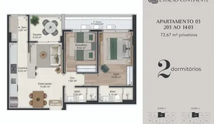 Venda | Apartamento 2 quartos (1 suíte)