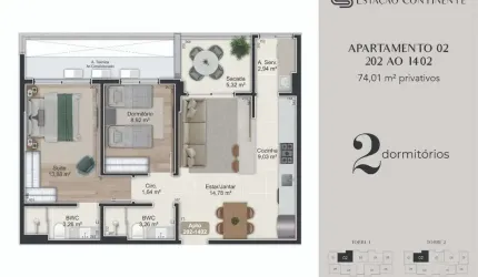 Venda | Apartamento 2 quartos (1 suíte)