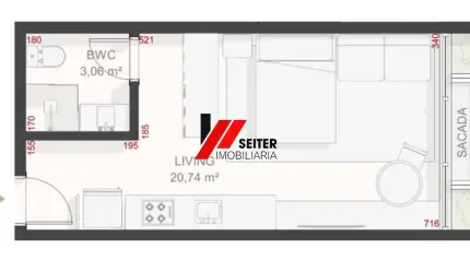 Apartamento Studio com Varanda à Venda no Teahupoo Santa Mônica