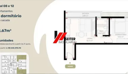 Apartamento de 1 dormitório com sacada à venda no Teahupoo