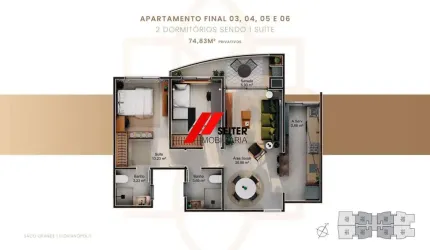 Apartamento a venda no Saco Grande com 2 dormitórios.