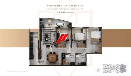 Amplo apartamento de 3 dormitórios no Jardim do Oriente