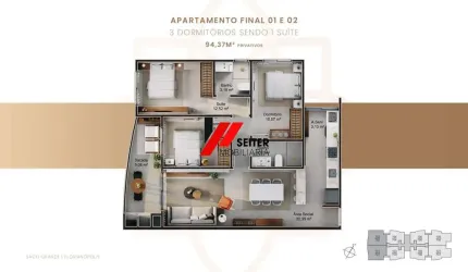 Apartamento a venda com 3 dormitórios sendo 1 suíte no Jardim do Oriente