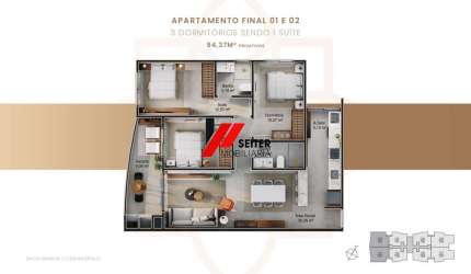 Apartamento com 3 dormitórios sendo 1 suíte a venda Jardim do Oriente.