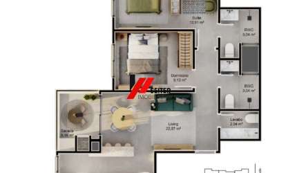 Apartamento a venda com 2 Dormitórios e 1 Suíte no Jardim Cacupé Florianópolis