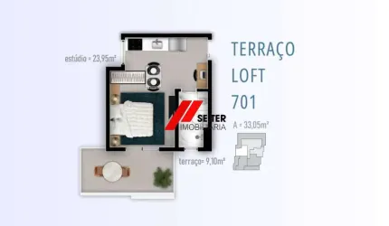 Studio de cobertura com terraço à venda na Trindade