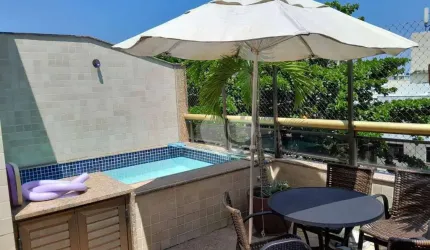 Lopes Enjoy Vende cobertura 4 quartos, duplex, 251 m², quadra praia, 2 vagas escritura, Jardim Oceânico.