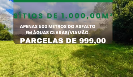 Sítios de 1.000,00 m² em condomínio fechado, apenas 500 metros do asfalto, ao lado da Ambev
