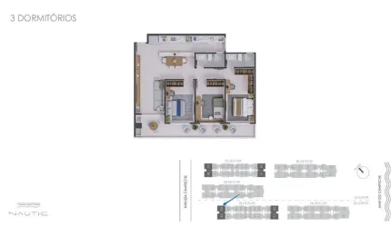 Apartamento 100,53m² com 3 quartos sendo 1 suíte no Campeche
