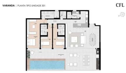 Apartamento de 225,26m² com 3 suítes no Centro