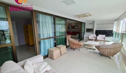 Alugo em exclusividade  apartamento de 243m², Alto Padrão para Locação no Resort  Le Parc com 4 suítes mobiliado, 4 vagas - Patamares-Salvador/Ba.