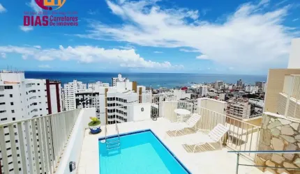 Vendo em Super Oportunidade Apartamento Cobertura Duplex com 5/5, 3 suítes, 3 vagas, piscina privativa vista mar na Pituba - Salvador/BA.