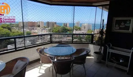Vendo Apartamento com 305m² climatizado mobiliado e decorado varandão  vista mar com 4 suítes, Máster com closets e Jacuzzi  em condomínio com total infraestrutura  no bairro do Rio Vermelho  em salva