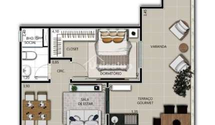 Apartamento em Condomínio Garden para Venda no bairro Vila Ré, 1 dorm, 1 vagas, 39,73 m
