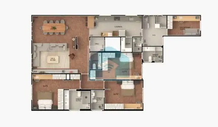 Apartamento para venda, com 212m², com 3 suítes, sala ampla, 1 vaga