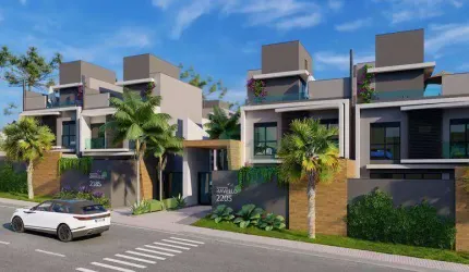 Sobrados triplex novos em condomínio com 4 quartos, sendo 2 suites e 2 vagas - Xaxim
