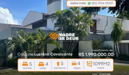 Casa com 5 quartos à venda na Dra Socorro Azevedo, 430, Engenheiro Luciano Cavalcante, Fortaleza por R$ 1.990.000