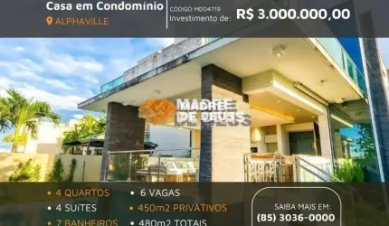 Casa em condomínio fechado com 4 quartos à venda na Rodovia Ce 040   Km22, 20, Alphaville Eusebio, Eusébio por R$ 3.000.000