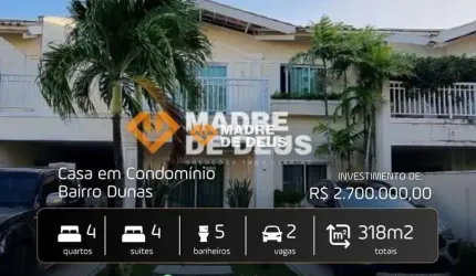 Casa em condomínio fechado com 4 quartos à venda na Rua Teatrólogo Silvano Serra, 570, Dunas, Fortaleza por R$ 2.700.000