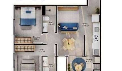 Apartamento com 2 dormitórios à venda, 63 m² por R$ 1.114.000,00 - Cacupé - Florianópolis/SC