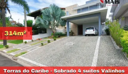 Terras do Caribe, sobrado, 4 suítes, escritório, banheira, piscina
