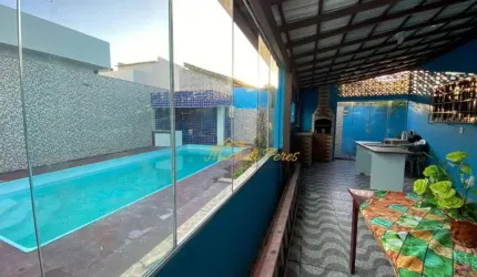 Excelente casa linear com piscina e área gourmet, próximo a praia do Abricó, 3 quartos, 100 m² - venda ou aluguel - Cantinho do Mar - Rio das Ostras/R