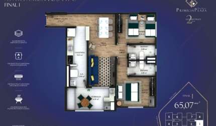 Apartamento para Venda em Praia Grande, Guilhermina, 2 dormitórios, 1 suíte, 2 banheiros, 1 vaga