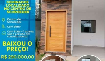 **Geminado no Centro de Schroeder – Conforto e Sofisticação!**