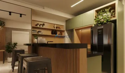 Studio Garden com varanda gourmet e lazer completo na cobertura