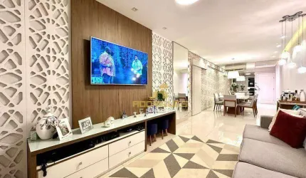 Lindo apartamento com 3 dormitórios, varanda gourmet e lazer - Melhor localização de São Vicente, 100m da praia! Venha conferir!