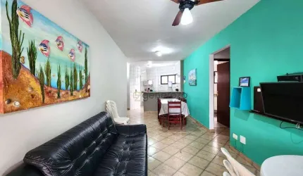 Apartamento a venda na praia das Astúrias, 02 dormitórios, 02 vagas de garagem, lazer no prédio