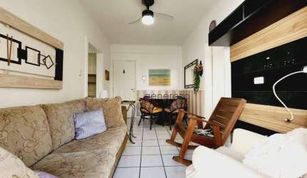 Apartamento a venda na praia das Pitangueiras, 01 dormitório, com garagem e sacada