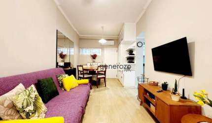 Apartamento para locação anual na praia das Pitangueiras, 01 dormitório, 01 vaga de garagem