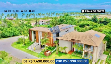 Casa duplex em Condominio 9 suítes sendo 1 suíte master com 650m2 em Praia do Forte