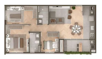 Apartamento no Água Verde, 3 Dormitórios, Sacada com churrasqueira, 1 vaga.