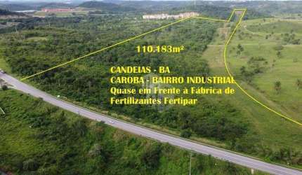 Terreno Para Industria ou Logística em Candeias, Bahia. São 110.183m² em local nobre na Zona Industrial da Cidade.