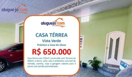 Casa com 3 dormitórios à venda, 155 m² por R$ 650.000,00 - Cidade Vista Verde - São José dos Campos/SP