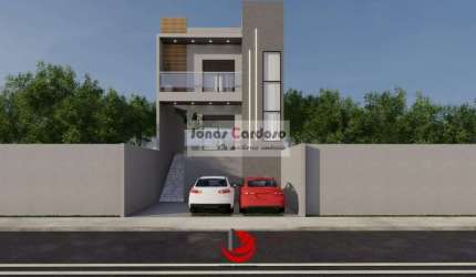 Sobrado em construção à venda na Villa Di Cesar em Mogi das Cruzes. Com 3 quartos, 2 suítes, 2 salas, 2 banheiros, 2 vagas, 141m² de construção!