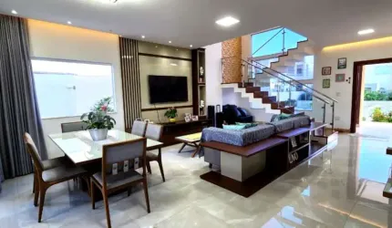Casa de luxo em condomínio no Caji, Lauro de Freitas-BA: 5 quartos, 4 suítes, 2 salas, 6 banheiros, 2 vagas, 220m². Energia Solar. Venha conferir!
