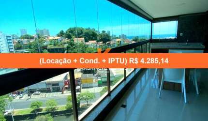 Apartamento para locação no Horto Florestal, Salvador-BA: 1 quarto, 1 suíte, 1 sala, 1 banheiro, 1 vaga de garagem - 62,50 m² de área.