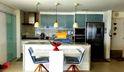 Apartamento alto padrão à venda - Pé na areia- Bertioga-SP: Vista frontal para o mar-2/3 quartos, 1 suíte, 1 sala, 2 banheiros, 2 vagas, 125m² de área