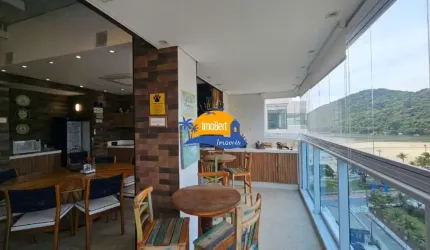 cobertura duplex - Pe na areia com vista definitiva para o mar, canal e serra à venda em Bertioga-SP, Centro: 2 quartos, 2 vagas, 136m².